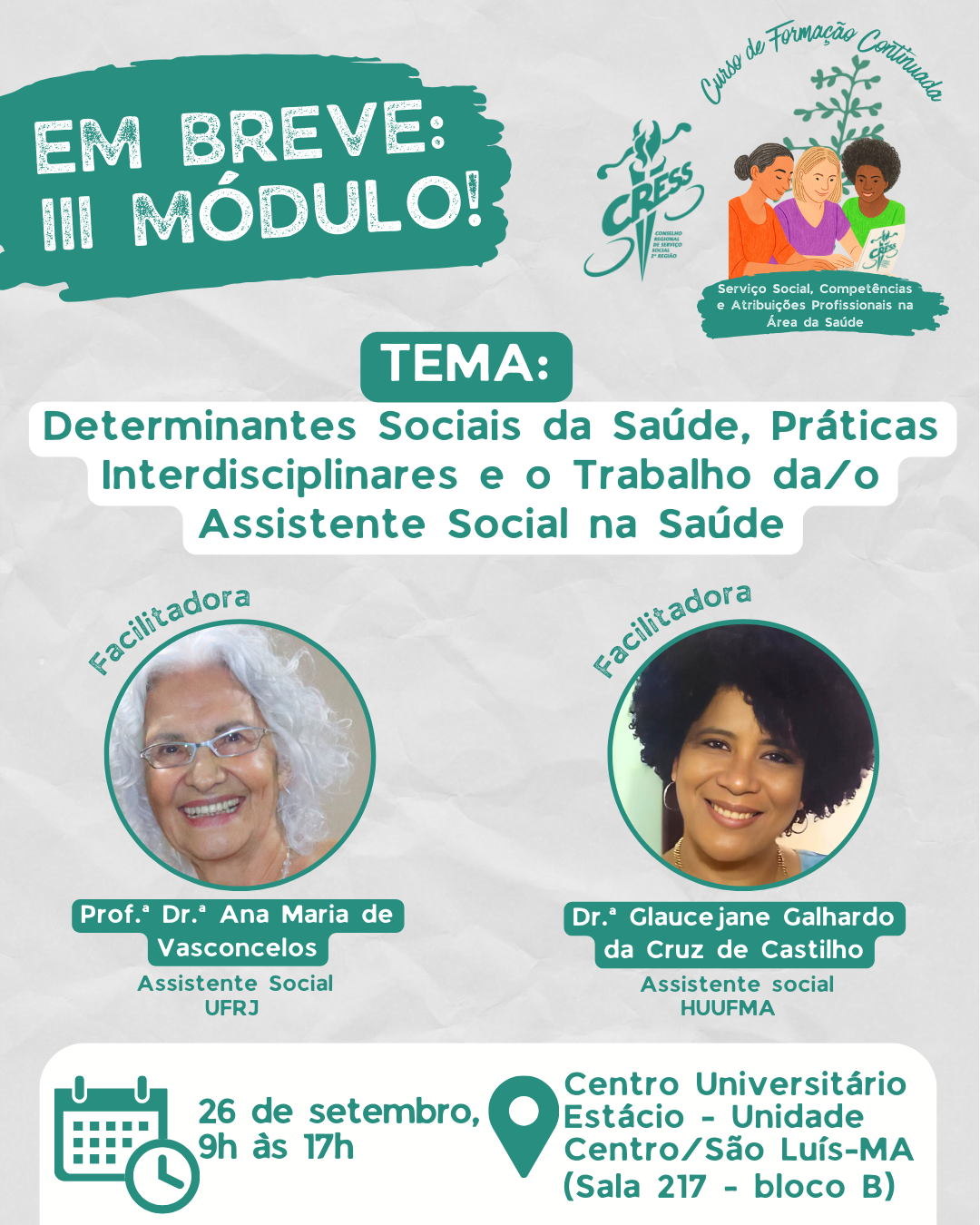 Em breve III Módulo curso Saude