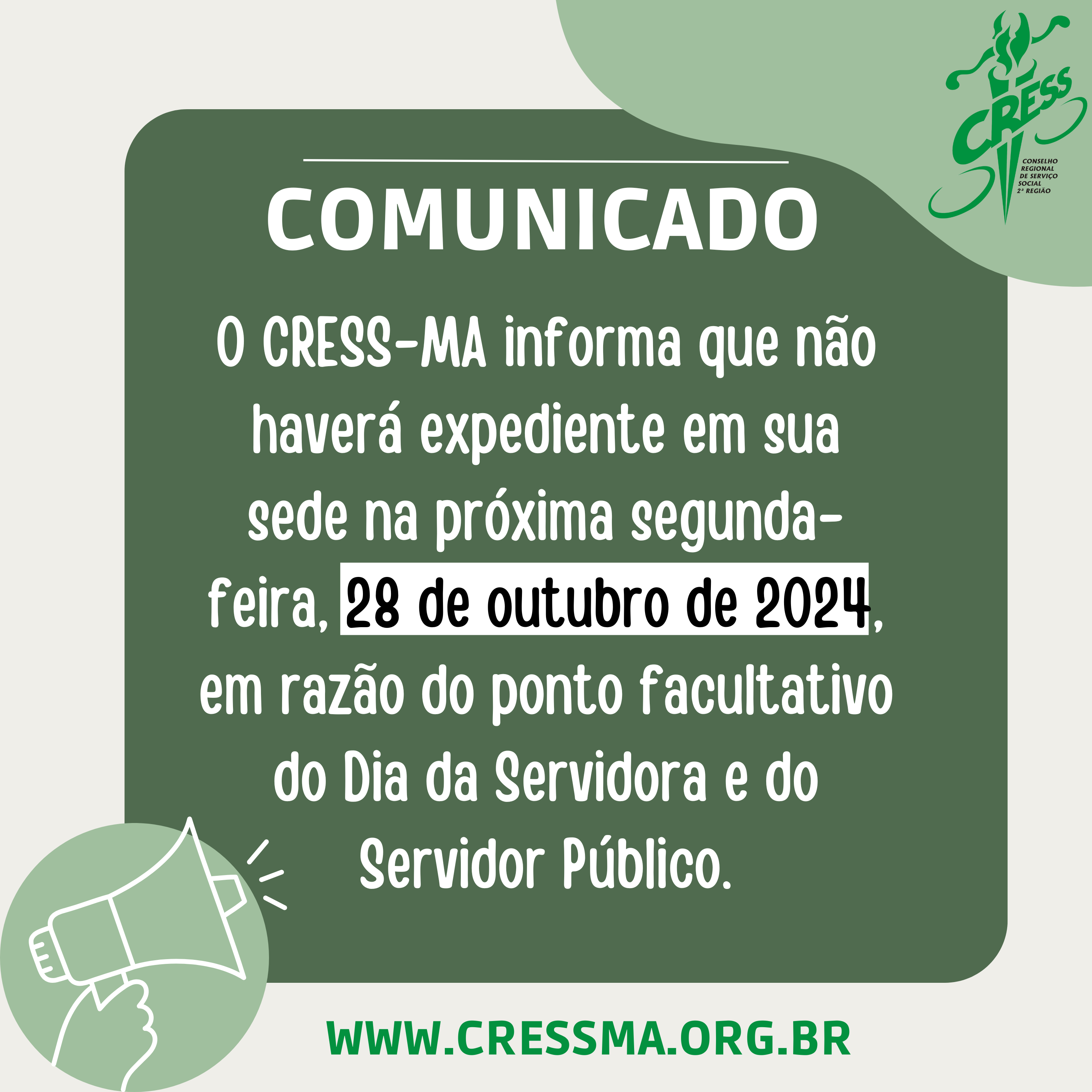 COMUNICADO - ponto facultativo Servidor Público