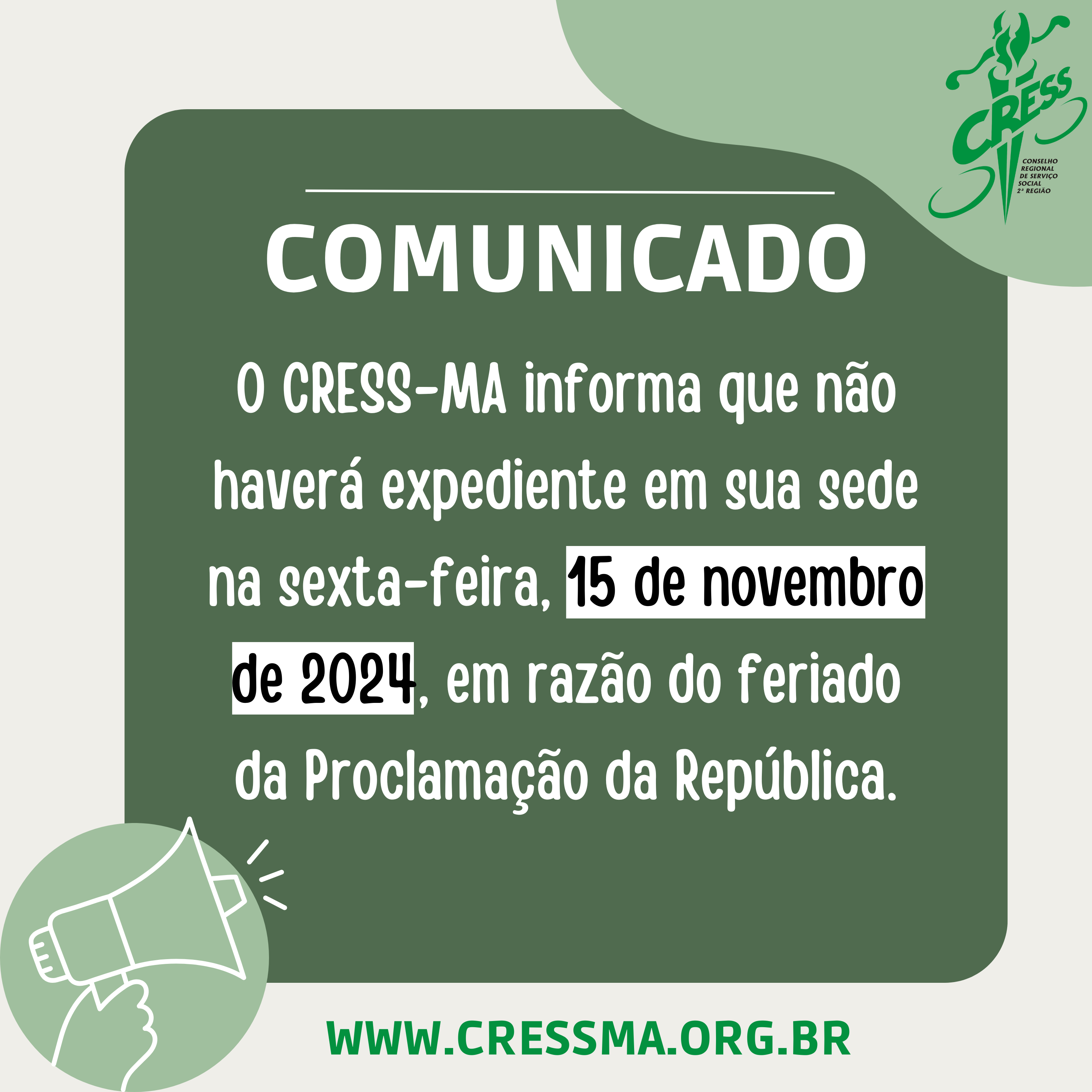 COMUNICADO 2024 - feriado proclamação da república