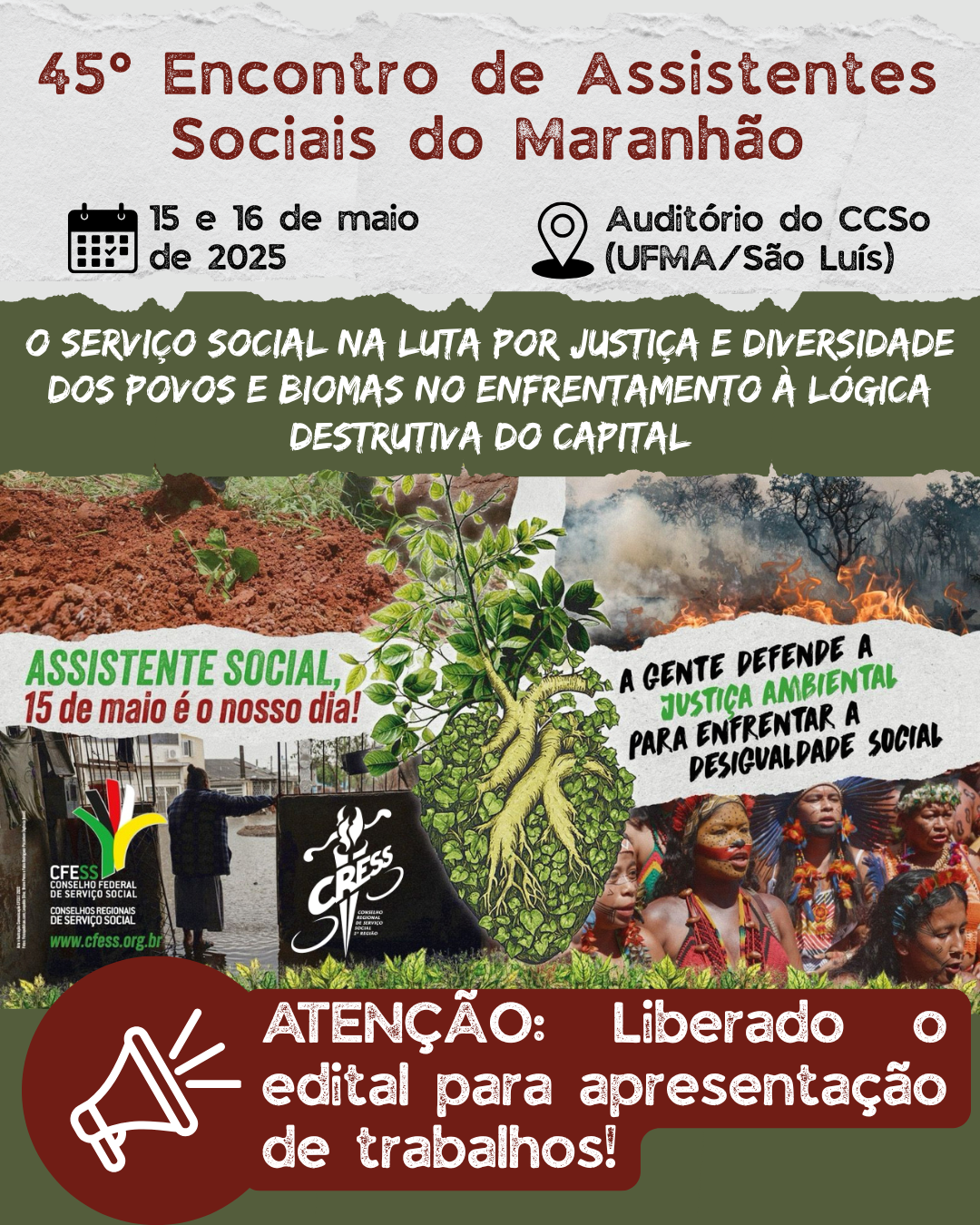 Liberado edital para apresentação de trabalhos no 45º Encontro de AS - post instragram