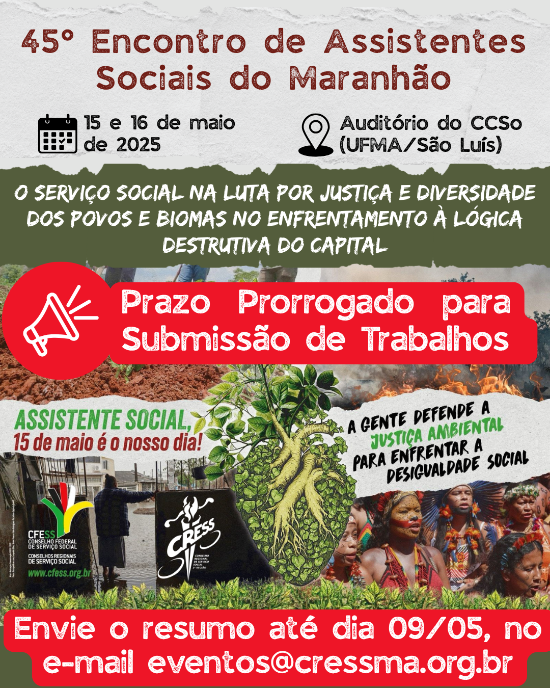 Prorrogado prazo para envio de trabalhos no 45º Encontro de AS - post insta